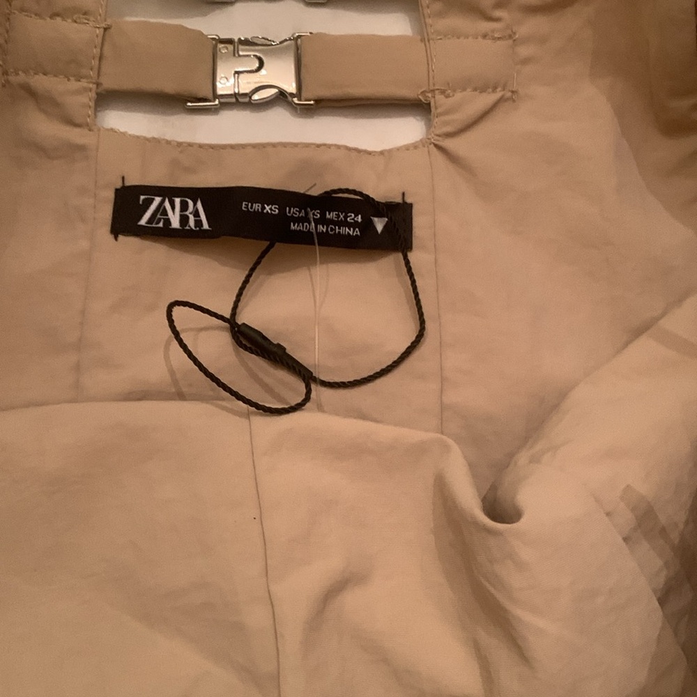 NWOT ZARA WOMEN BEIGE STRAPLESS WIDE LEG JUMPSUIT  Size XS - Picture 5 of 9